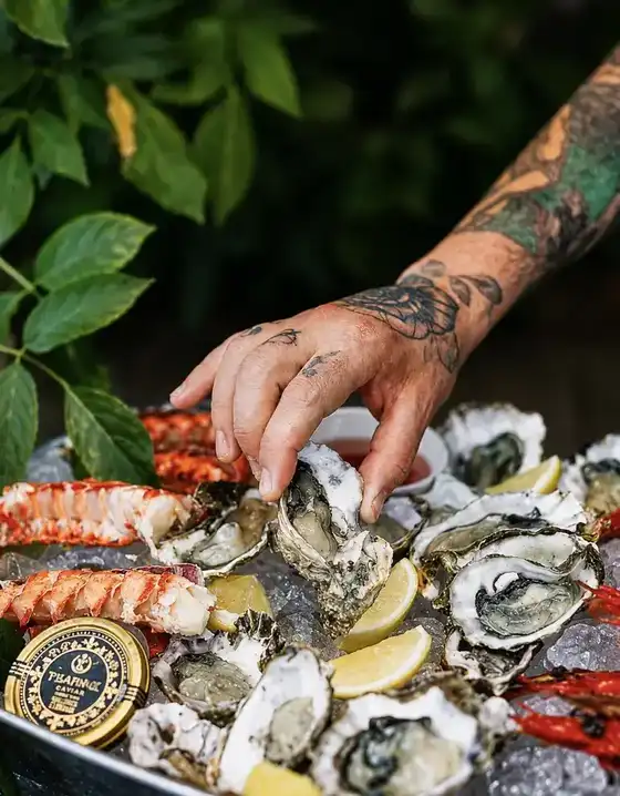 Seafood bar on crushed ice